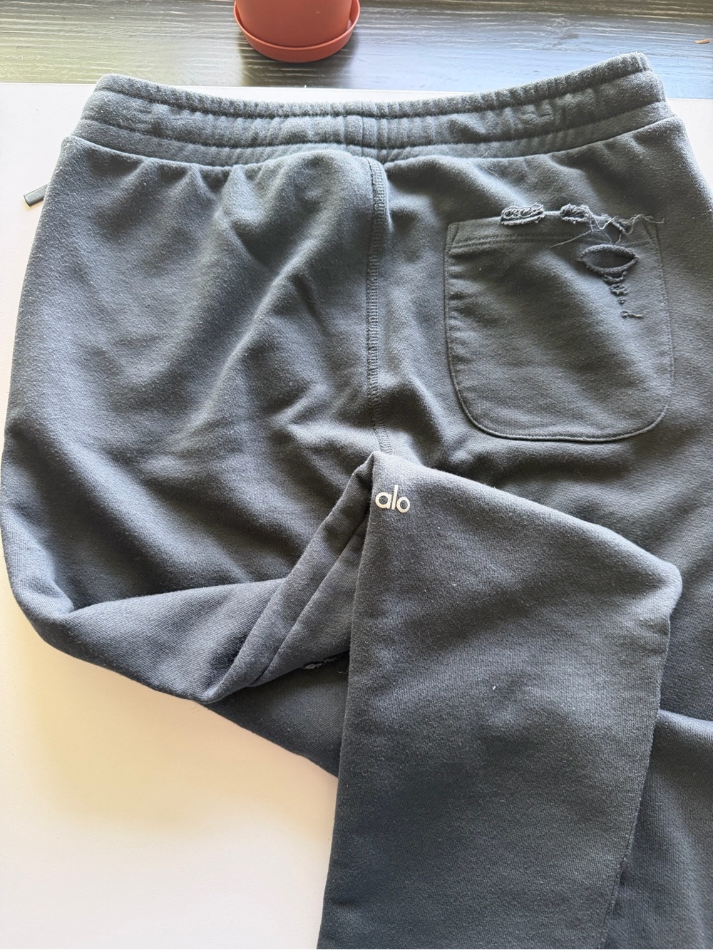 ALO Yoga Women's Distressed Track Joggers - Charcoal - Picture 6 of 6